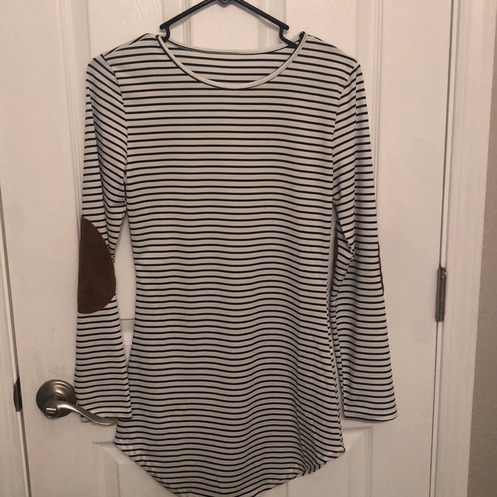 Black and white striped tunic/dress